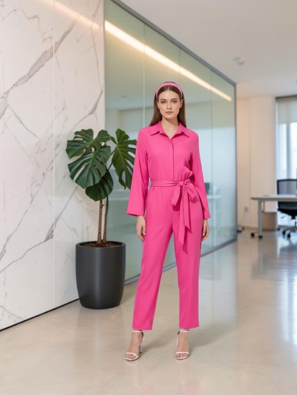 Women's Pink Power Jumpsuit Inspired by The Barbie Movie, XL